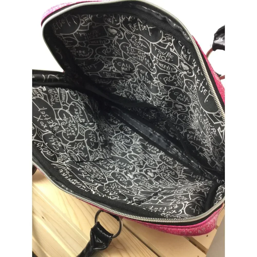 Betsey Johnson Laptop Bag Pink Metallic Snake Print